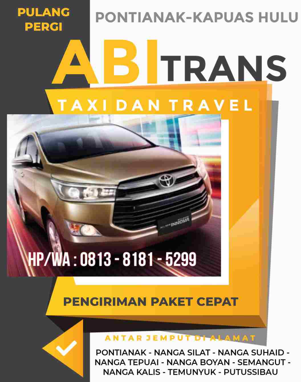 harga travel pontianak putussibau